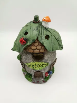 Solar Powered Hand Paint Resin Fairy House Solar Light Gardening Decoration